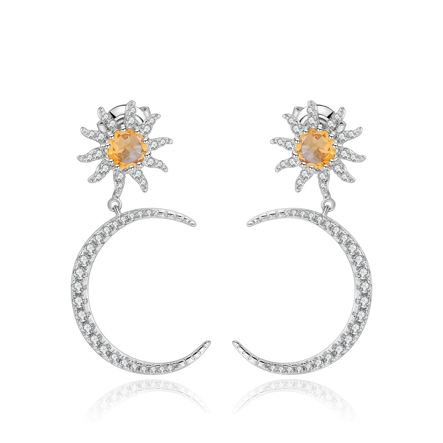 ins Natural Gemstone Hairpin Star Moon Earrings Gift for Girls925Sterling Silver Gemstone Earrings Jewelry