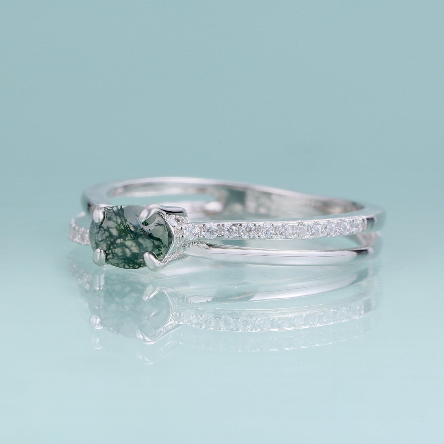 Natural Agate Ring Stackable S925Sterling Silver Ring Gemstone Simple Set Ring