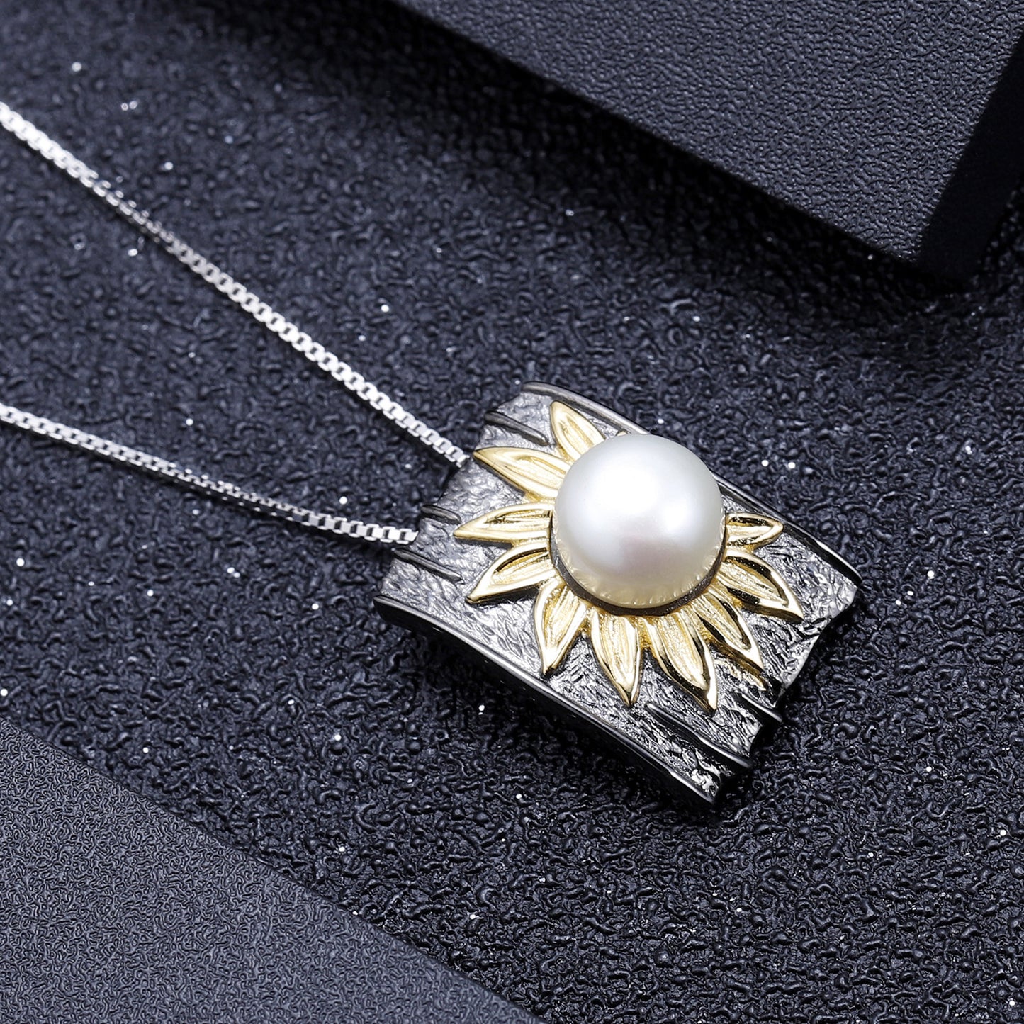 Designer High-End Pearl Pendant Natural Style Sunflower Flowers925Silver Natural Freshwater Pearl Necklace Pendant