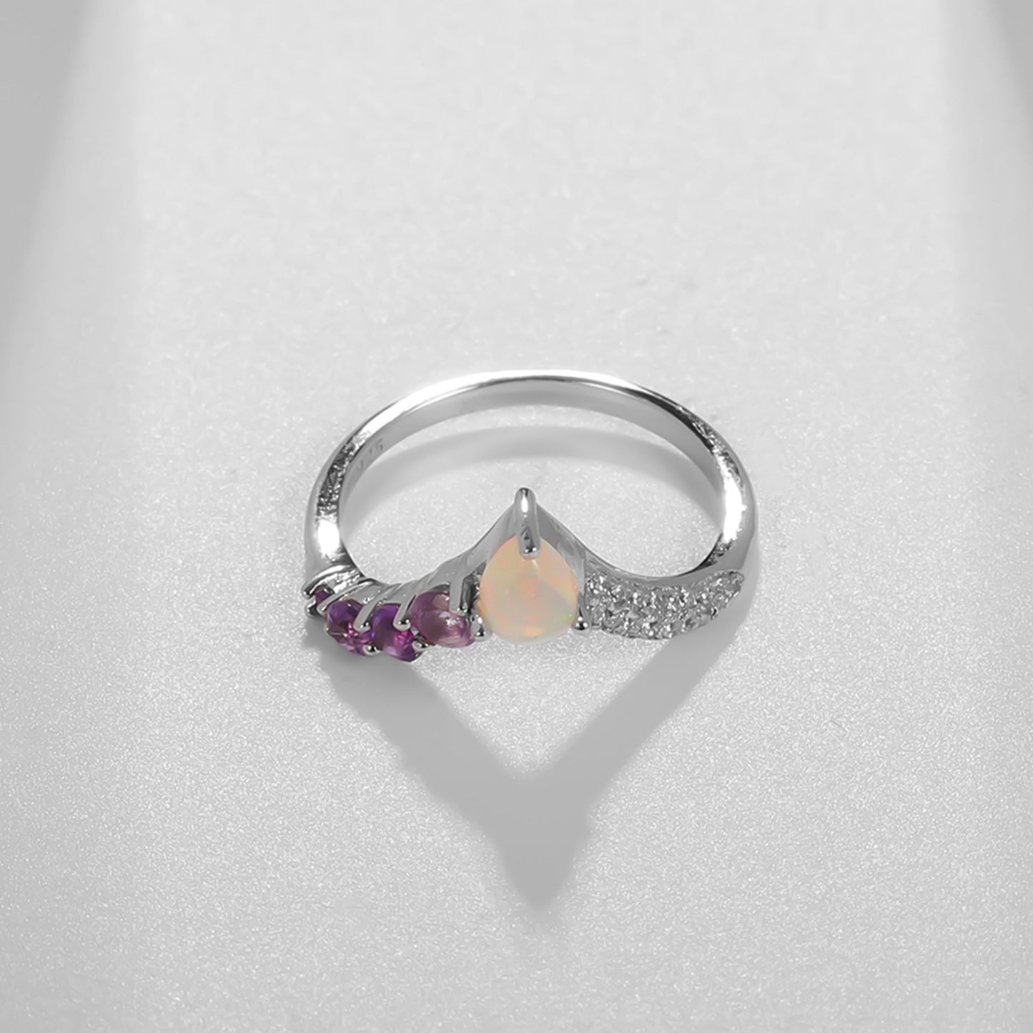 Design Sense Light Luxury High-end Natural Gemstone Ring Prosperous Series s925Silver Inlaid Natural Gemstone Ring