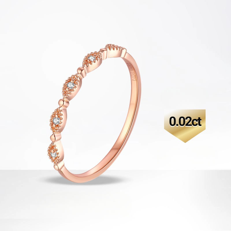 18k Gold Inlaid Cultivated Diamond Ring Stackable Side Ring Tail Ring Rose Gold Crushed Diamond k Gold Ring with Fine Personality