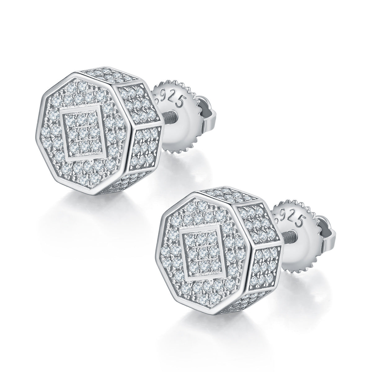 Unique Personality Rhombus Threaded Earrings Exquisite Gold Color Ear Jewelry s925Sterling Silver Moissanite Stud Earrings