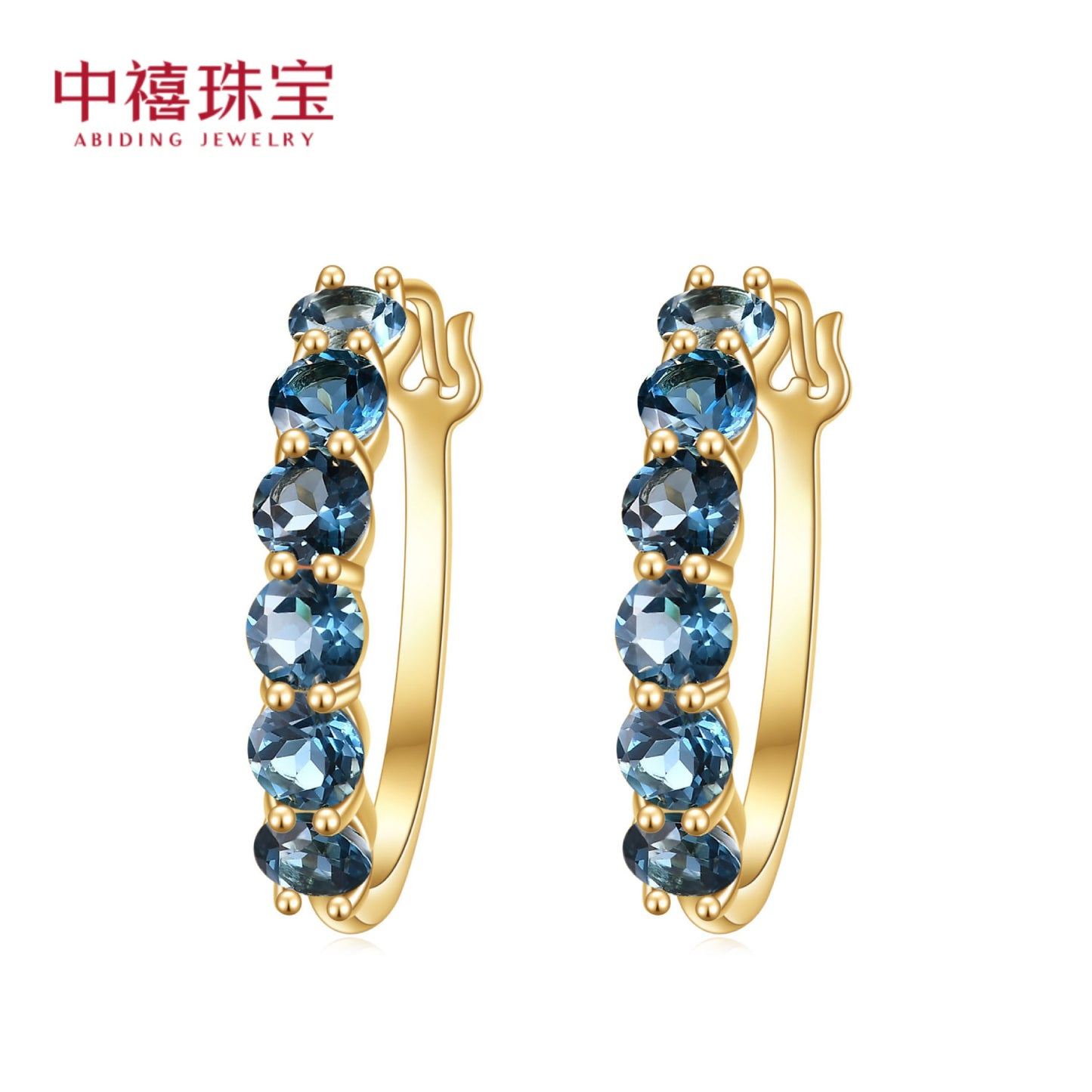 Luxurious Design Earrings Synthetic Blue Nano Stone Ear Jewelry s925Silver plating14k Gold Inlaid Gemstone Earrings