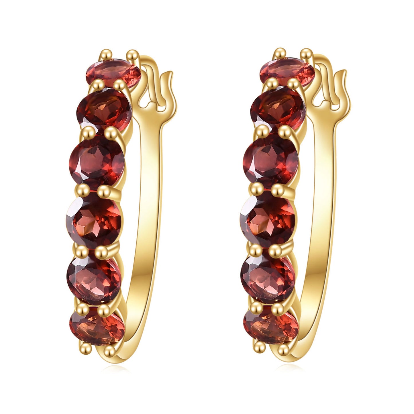 Natural Garnet Stud Earrings Light luxury design sense s925Silver plating14k Gold Inlaid Natural Gemstone Earrings