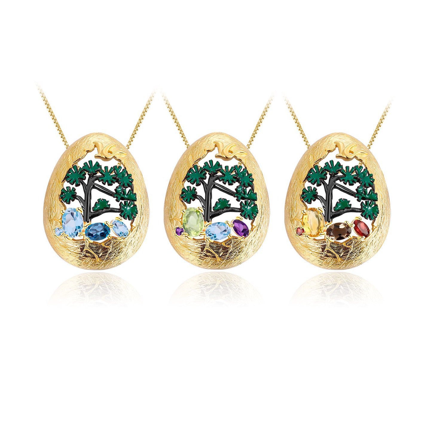 Designer Style High-End Personality Natural Gemstone Pendant with Natural Wind Design s925Silver Natural Gemstone Pendant