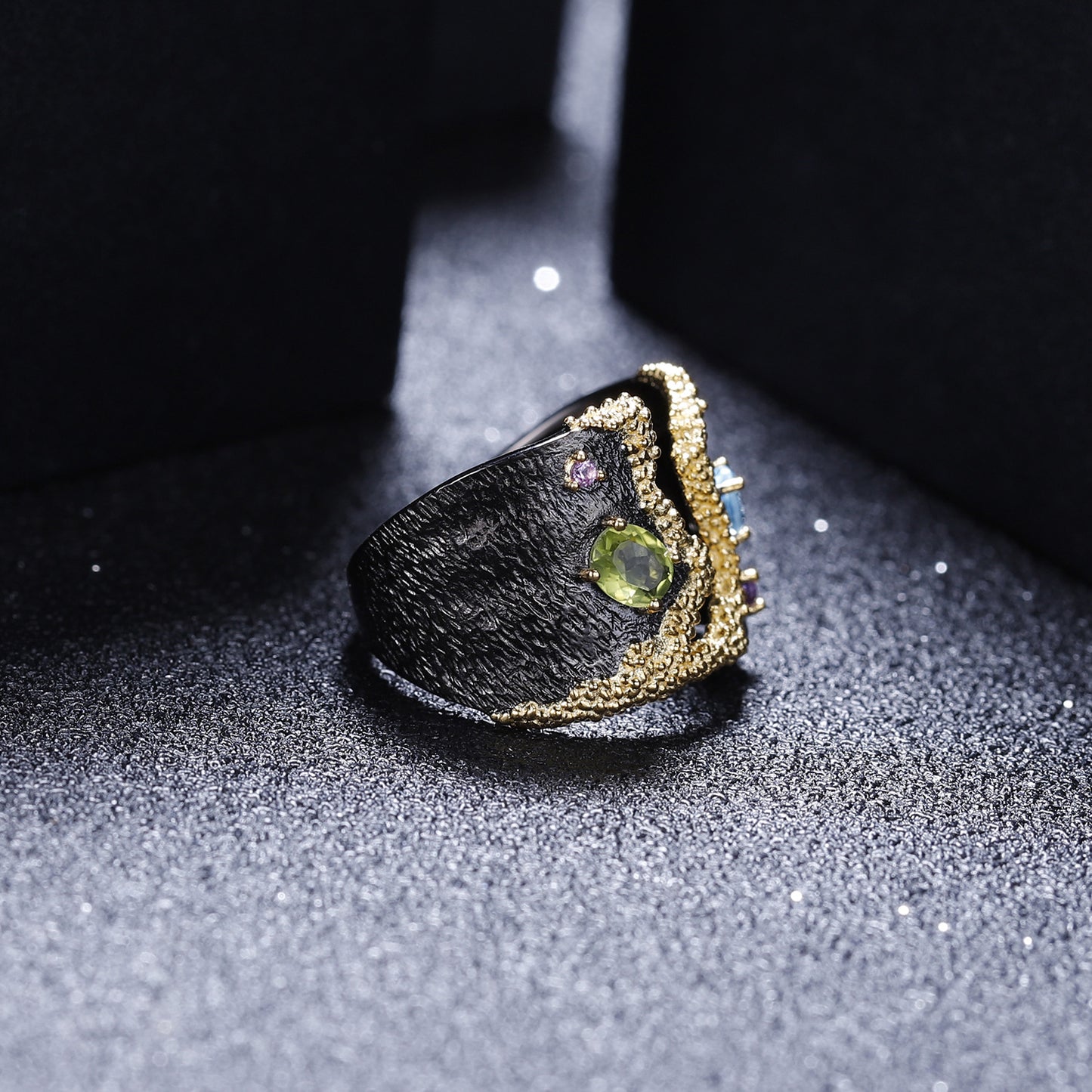 Italian Craft Designer Gemstone Ring Vintage Court Style High-end Feel s925Silver Natural Colored Gems Ring