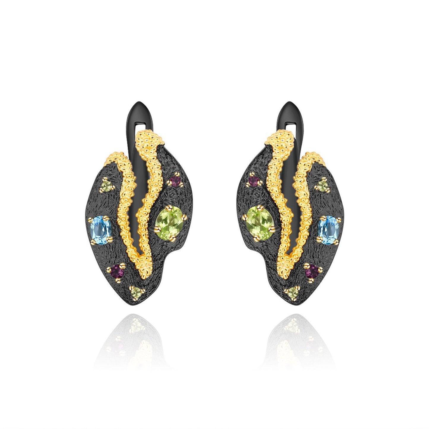 Italian Craft Designer Gemstone Earrings Vintage Style with a Sense of Sophistication925Silver Natural Gemstone Earrings