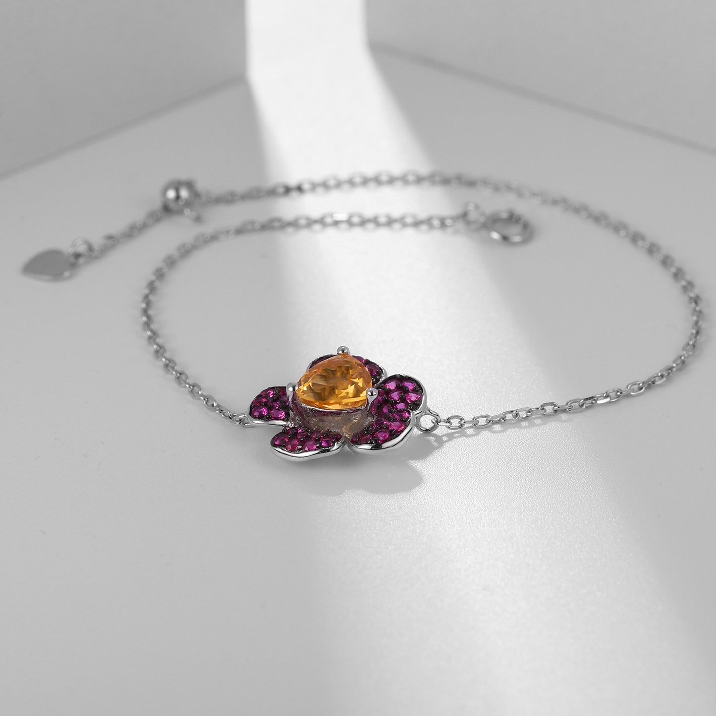 Designer Model Elegant and Personalized Gemstone Bracelet Natural Style Floral High-End Feel925Silver Natural Amethyst Bracelet