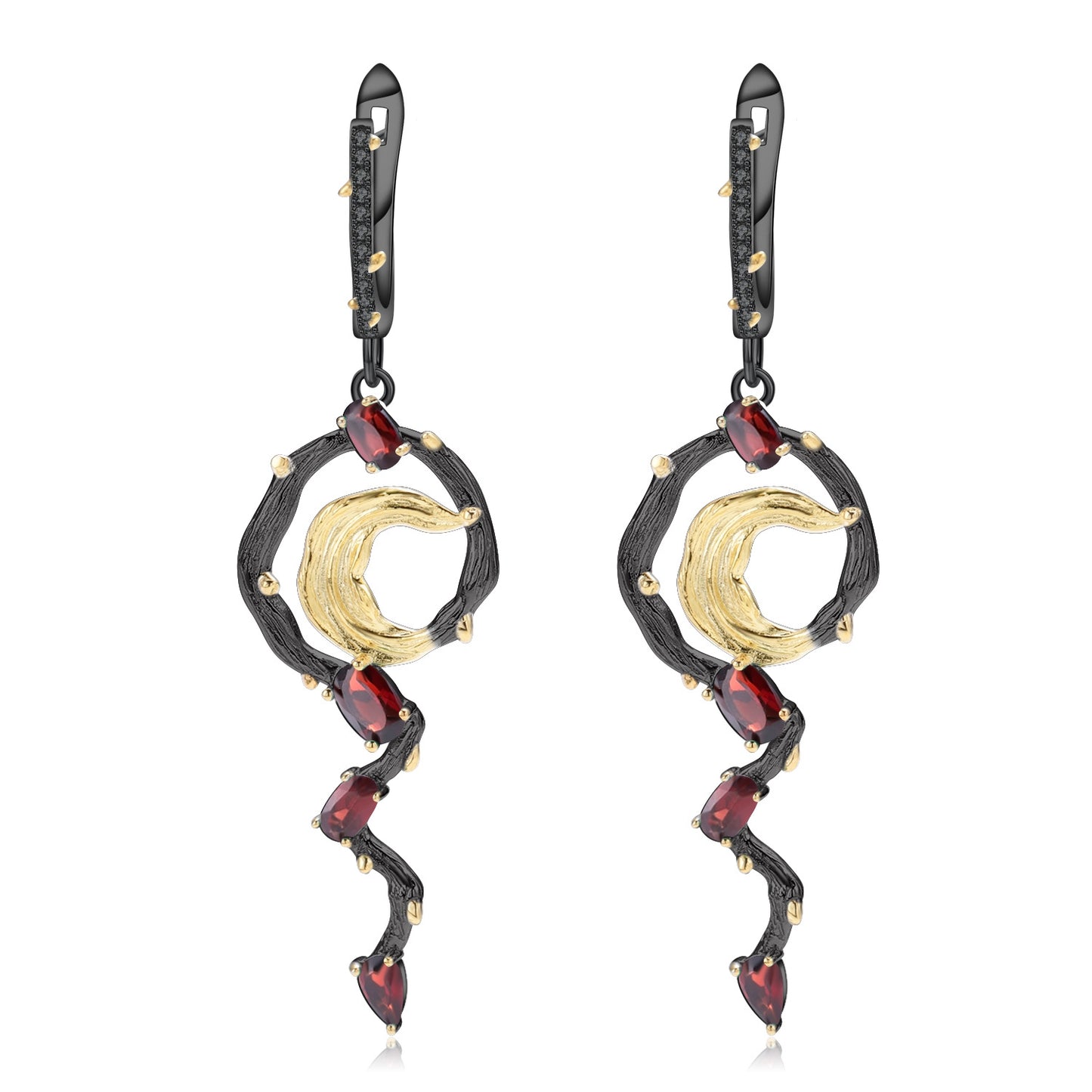 Italian Craft Designer Jewelry Earrings Natural Wind925Silver Natural Gemstone Garnet Earrings Drop Earrings