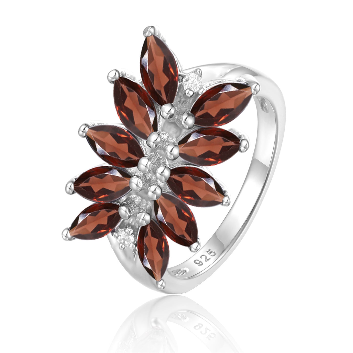 Unique Natural Topaz Ring s925Silver Tourmaline Garnet Peridot Gemstone Ring