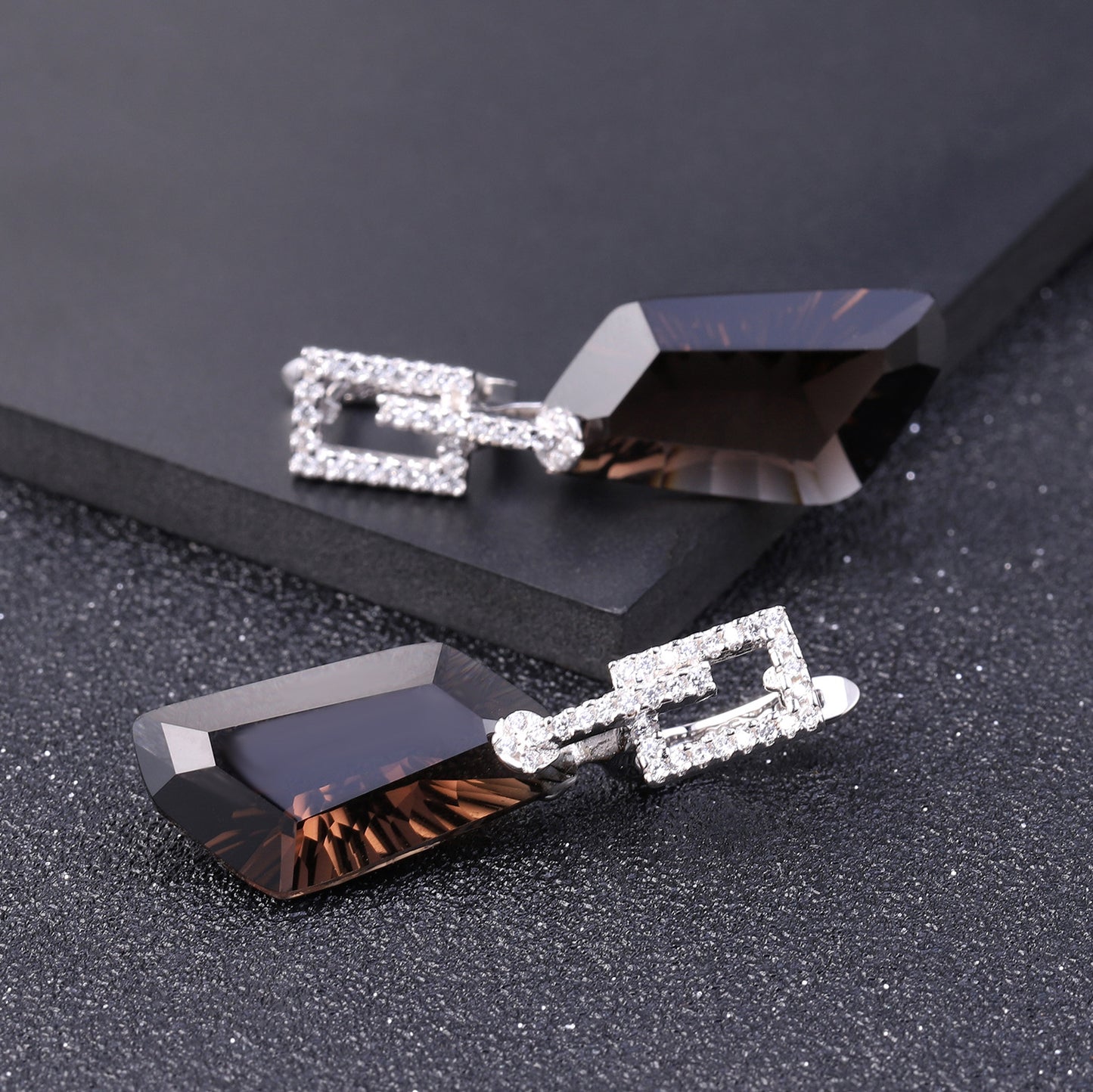 Luxurious High-End Natural Citrine Earrings Fashionable Design s925Silver Irregular Large Carat Natural Gemstone Earrings