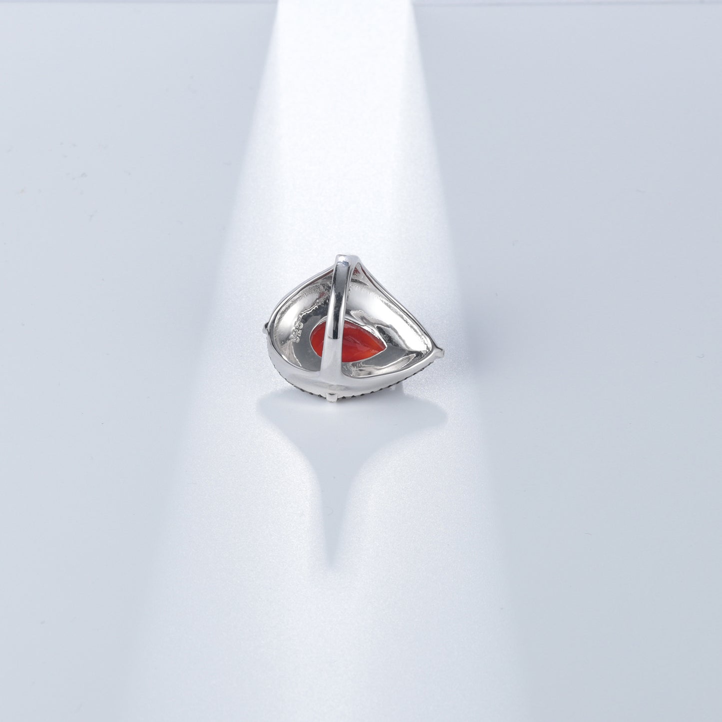 Designer Luxury Red Agate Adjustable Ring Vintage style925Silver Inlaid Natural Gemstone Enamel Ring