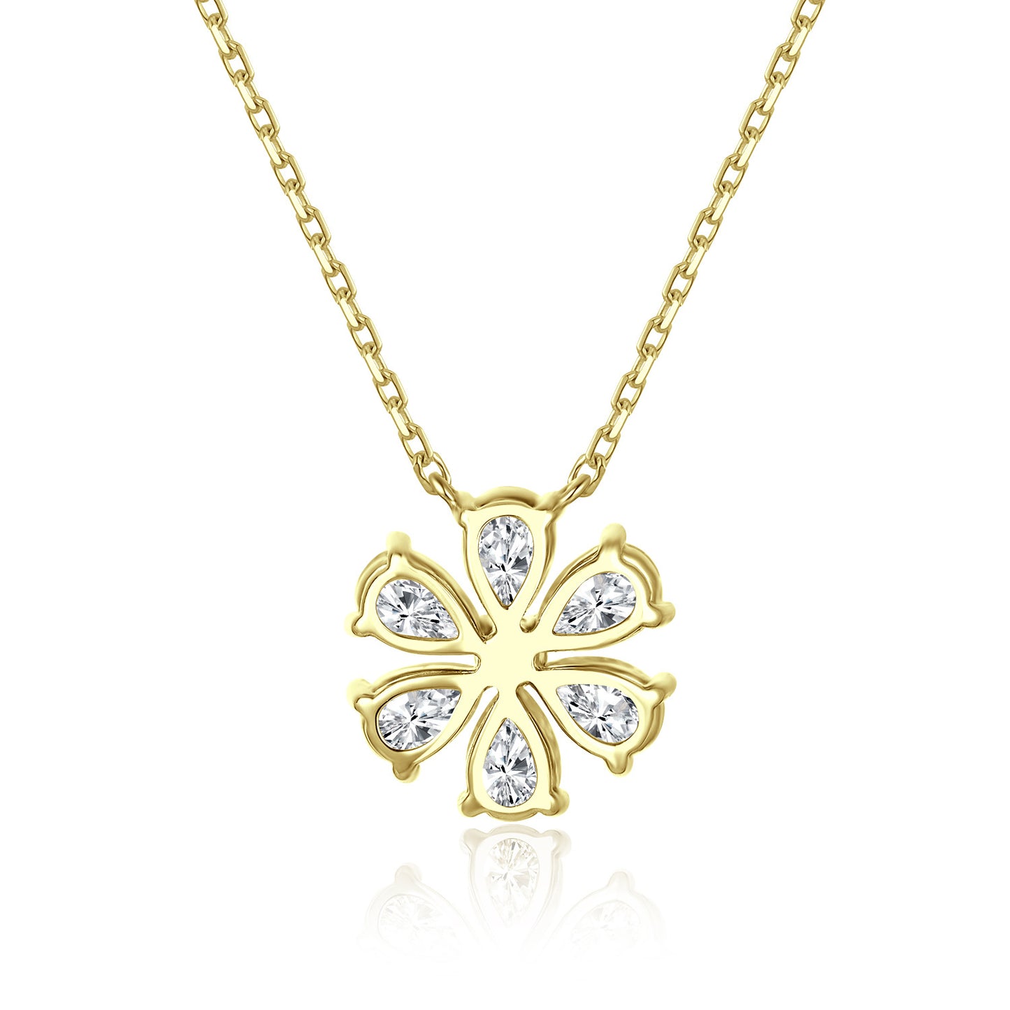 ins Wind18k Gold Necklace with Flower Inlaid Cultivated Diamonds AU750Platinum Real Diamond Clavicle Chain Fresh Style for Women