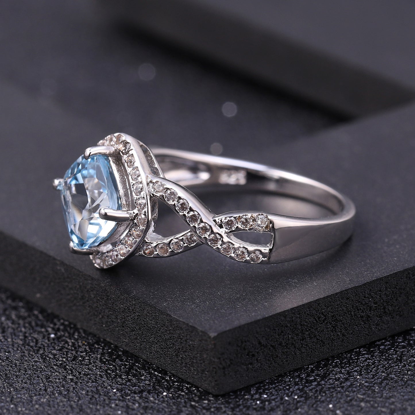 s925Silver Natural Topaz Ring Fashionable Light Luxury Elegant Jewelry Pure Silver Inlaid Natural Gemstone Ring