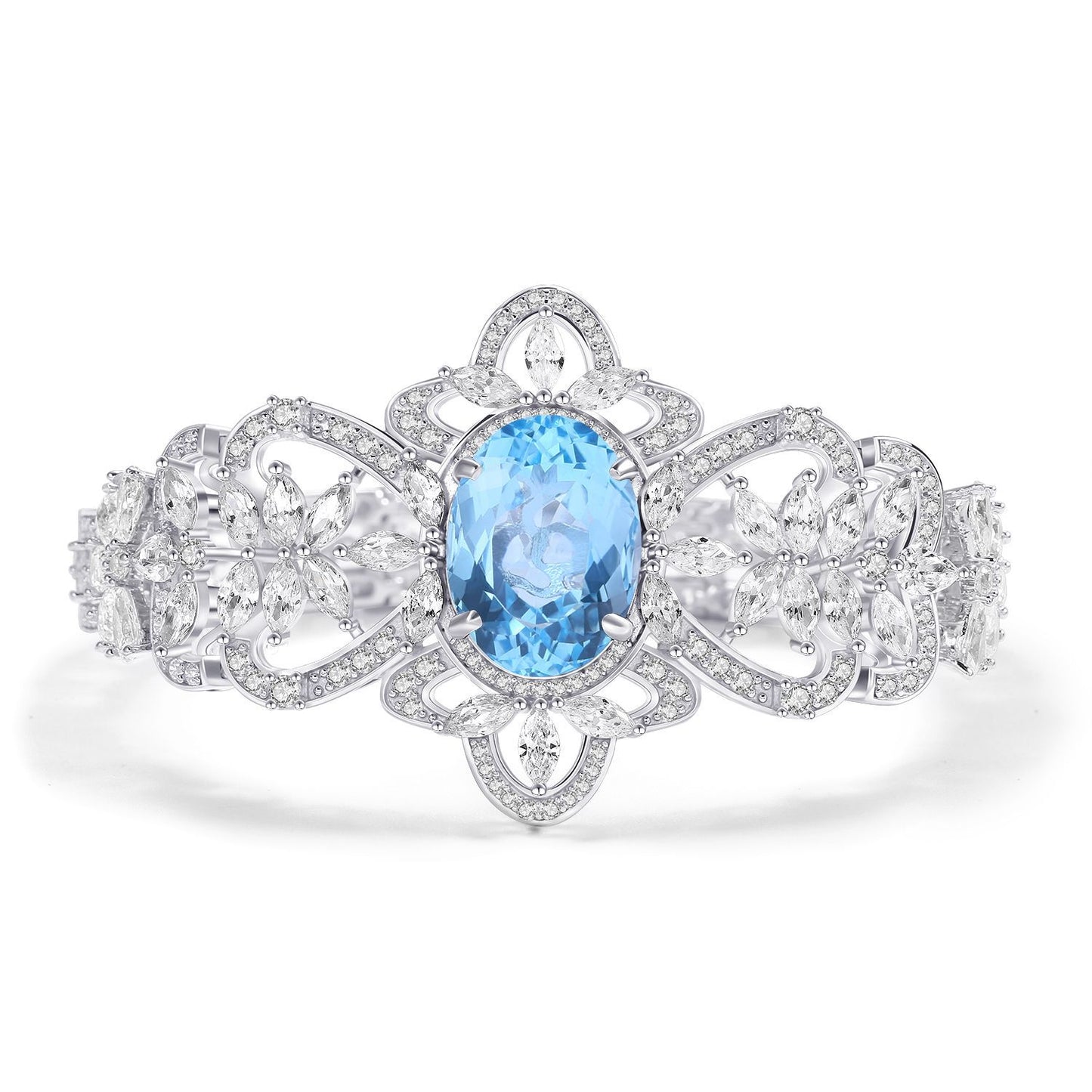 Natural Topaz Bracelet with Starlight Red and Blue Gemstones s925Sterling Silver Crystal Bracelet Luxury