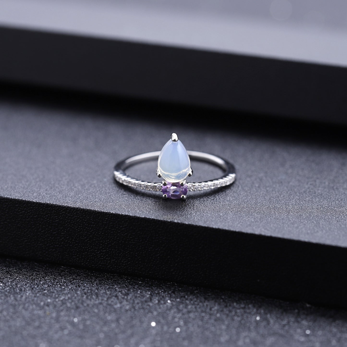 New Fashion Natural Gemstone Ring for Women Simple Temperament s925Sterling Silver Inlaid Opal Ring