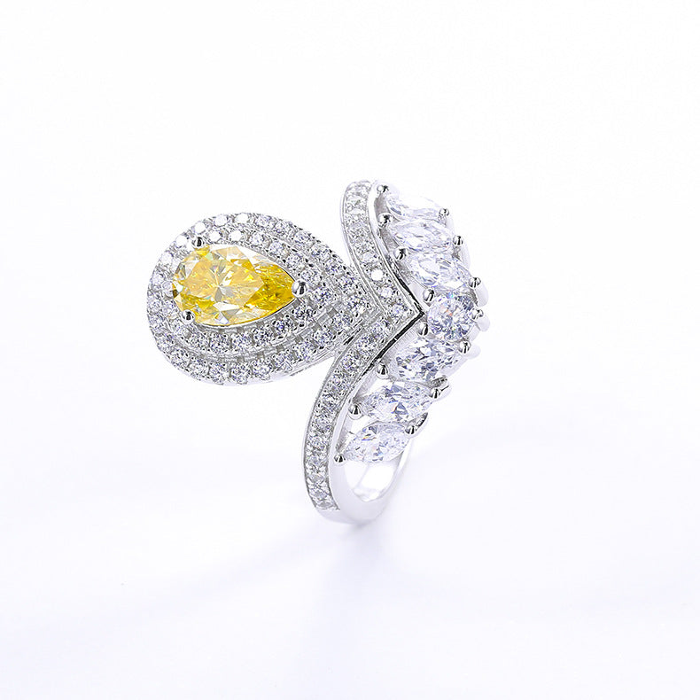 High-end Colorful Moissanite Ring s925Sterling Silver Gold Plated1Carat Moissanite Ring for Women Wholesale