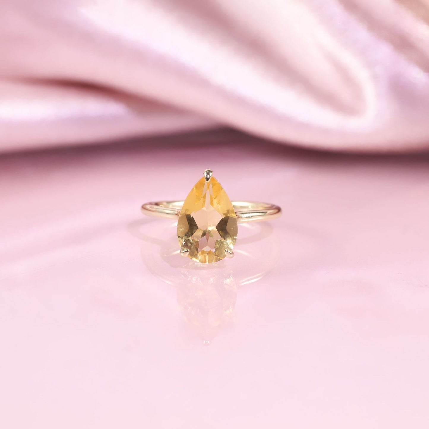 Fresh3Carat Ring s925Sterling Silver Inlaid Natural Crystal Topaz Water Drop Pear-Shaped Ring Large Main Stone for Women