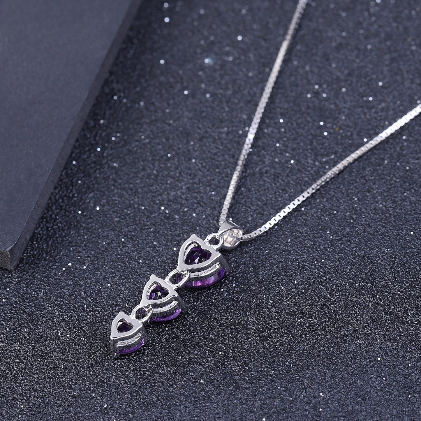 Natural Amethyst Necklace Pendant Fashionable, Simple, and Luxurious s925Sterling Silver Inlaid Natural Gemstone Necklace Jewelry