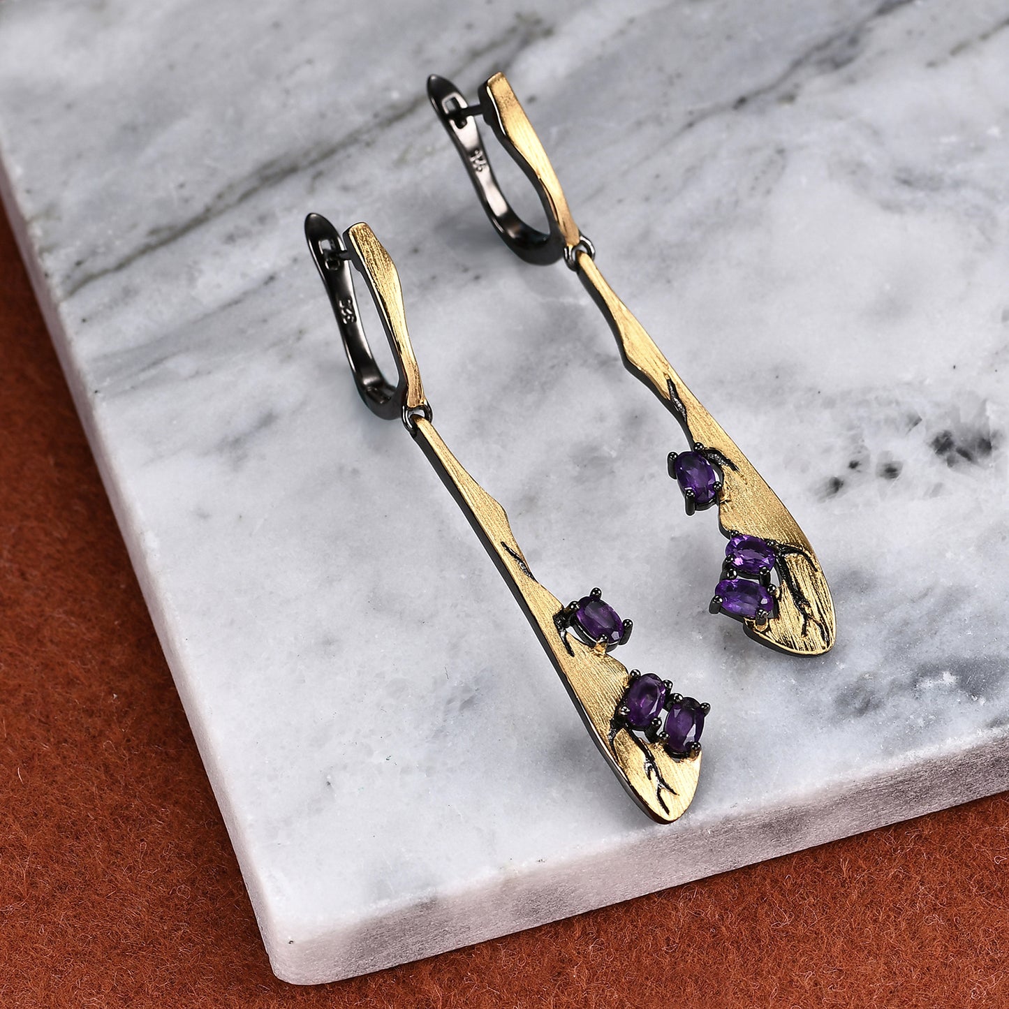 Designer Retro Jewelry Accessories Earrings 925Silver Gold-Plated Inlaid Gemstone Natural Colorful Earrings Drop Earrings
