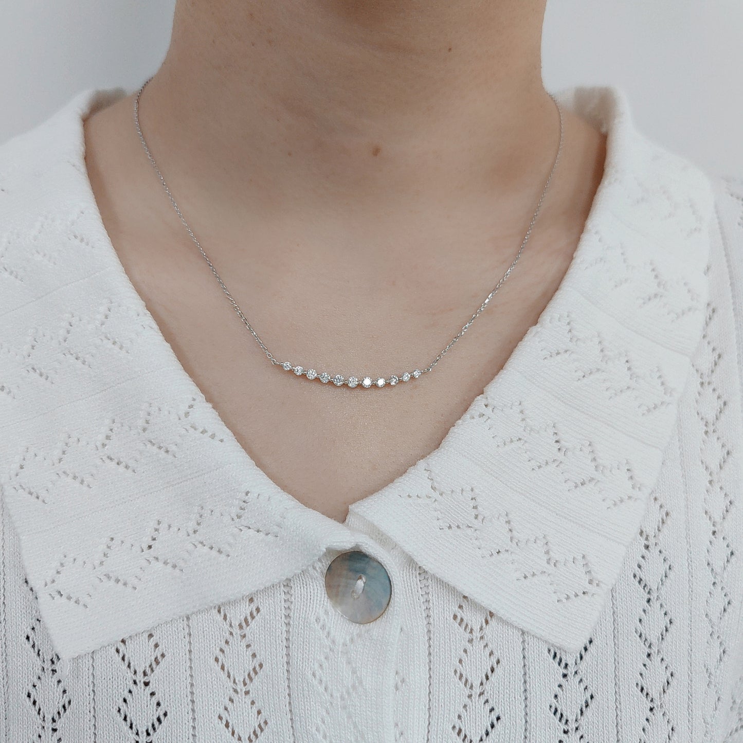 Cool Style Autumn Winter High-end One-word Clavicle Chain CVD/HPHT Lab-grown Diamond9/10/14/18k Gold necklace