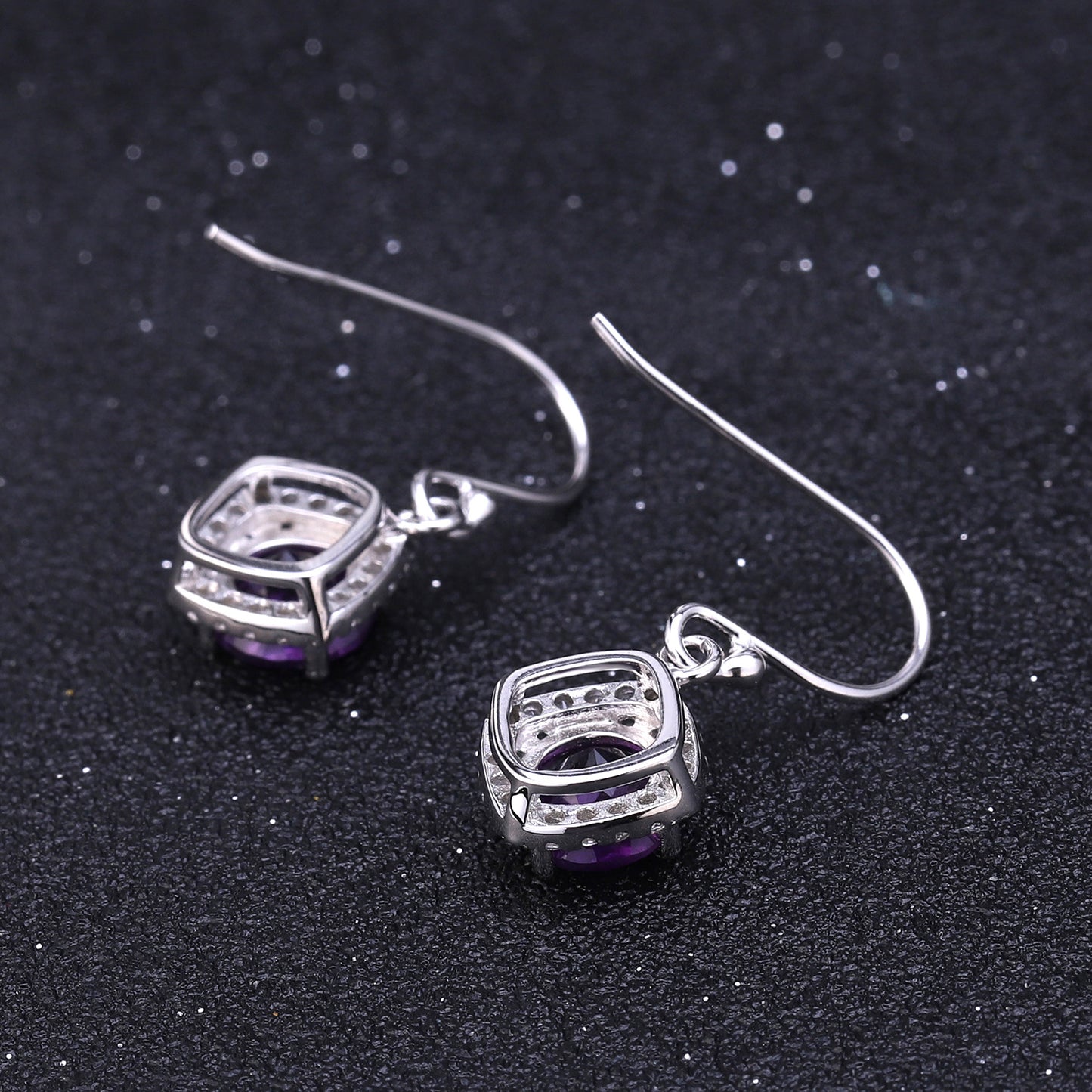 Light Luxury Natural Colored Gems Amethyst Stud Earrings Advanced Sense s925Silver Inlaid Natural Gemstone Earrings Earrings
