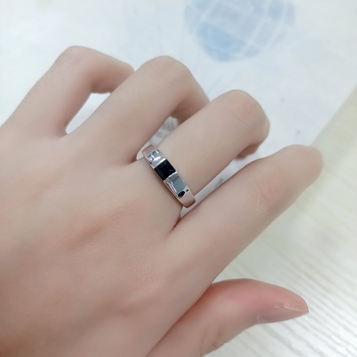 Commuting Simple Style Unisex Rings925Wholesale Pure Silver Natural Topaz Black Spinel Gemstone Ring