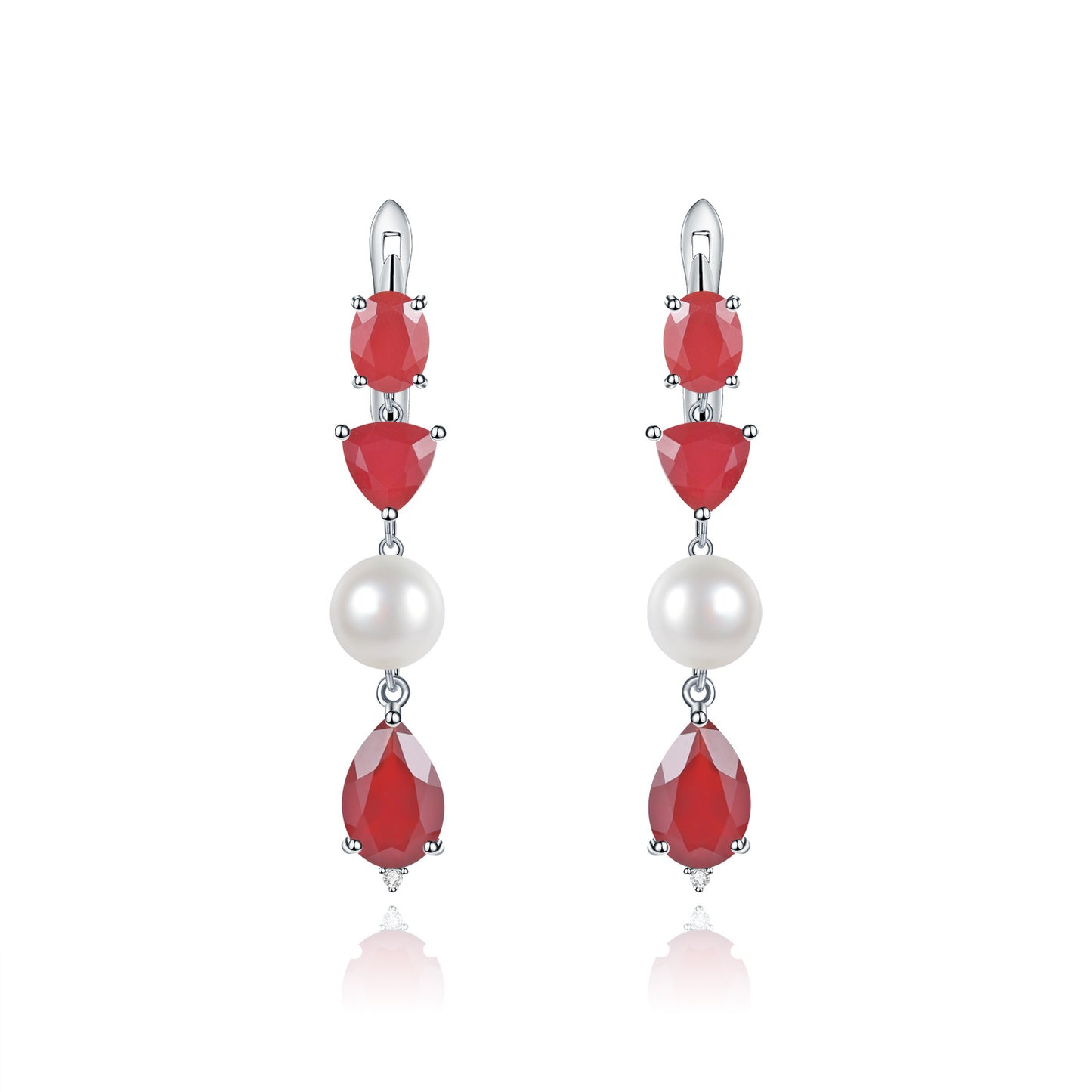 Luxurious and Unique Natural Pearl Earrings Advanced Sense s925Silver Color Gemstone Green Agate Earrings Drop Earrings