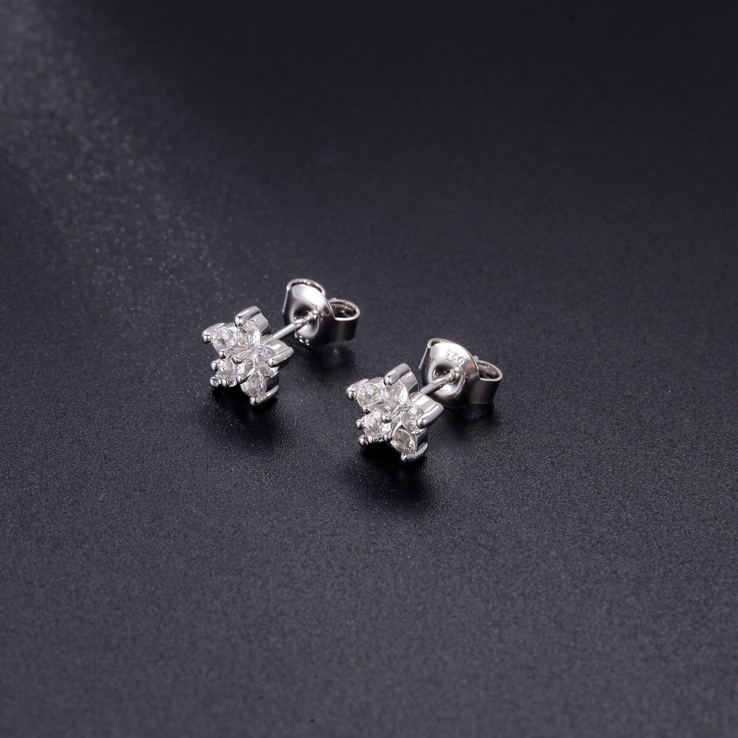 Early Spring Delicate Small Gemstone Earrings s925Sterling Silver Inlaid Natural Pink Topaz Silver Earrings Five-Pointed Star Shape