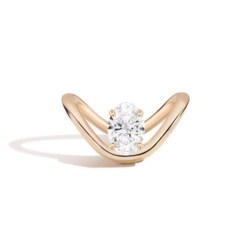 V Shape s925Sterling Silver Ring with Large Main Stone Wedding Band Customizable2Carat Moissanite Ring2025
