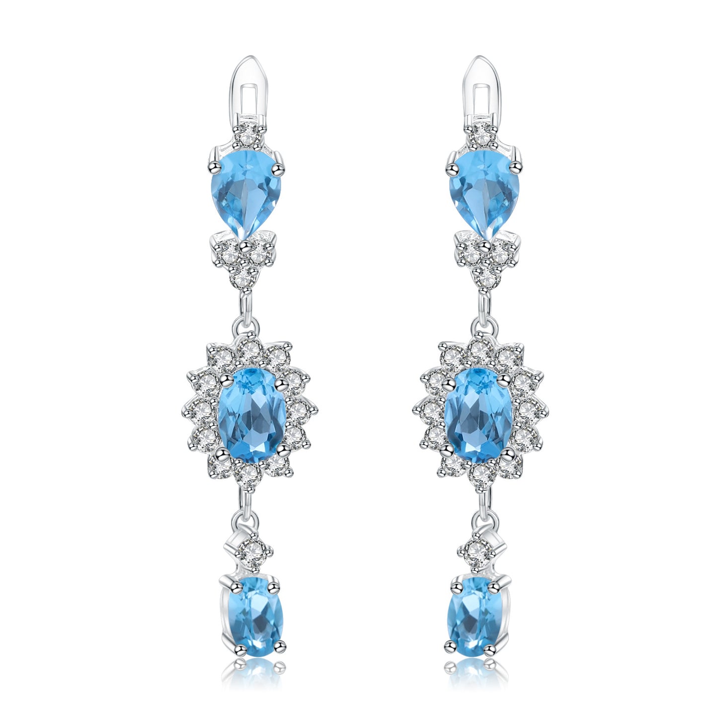 Luxurious Design Natural Gemstone Topaz Earrings Advanced Sense925Silver Inlaid Natural Gemstone Earrings