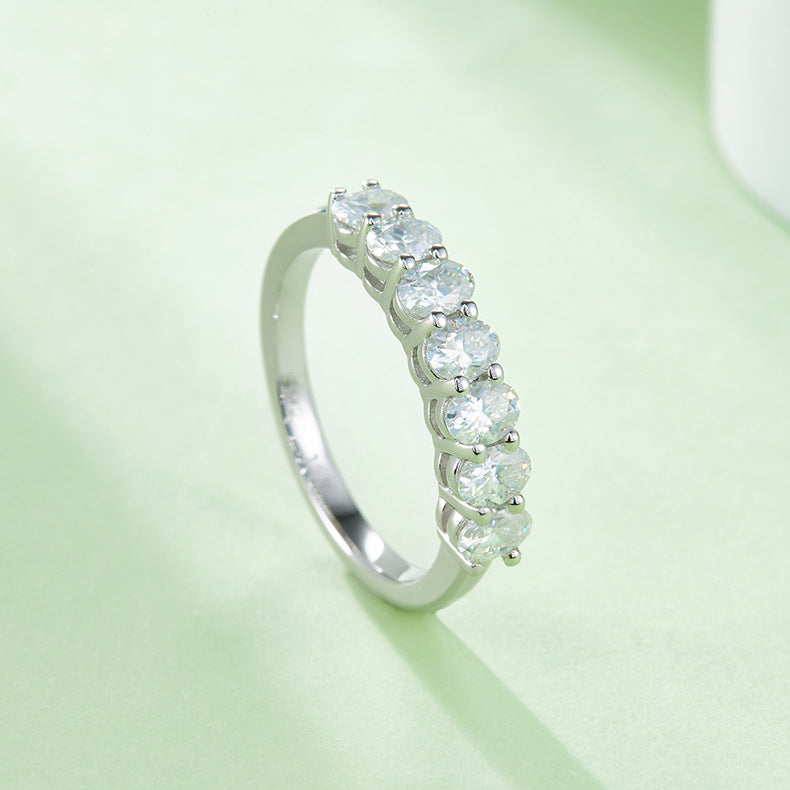 Unique Index Finger Ring s925Sterling Silver Plated18k Gold Inlaid Moissanite Ring Oval Egg Shape Moissanite Ring