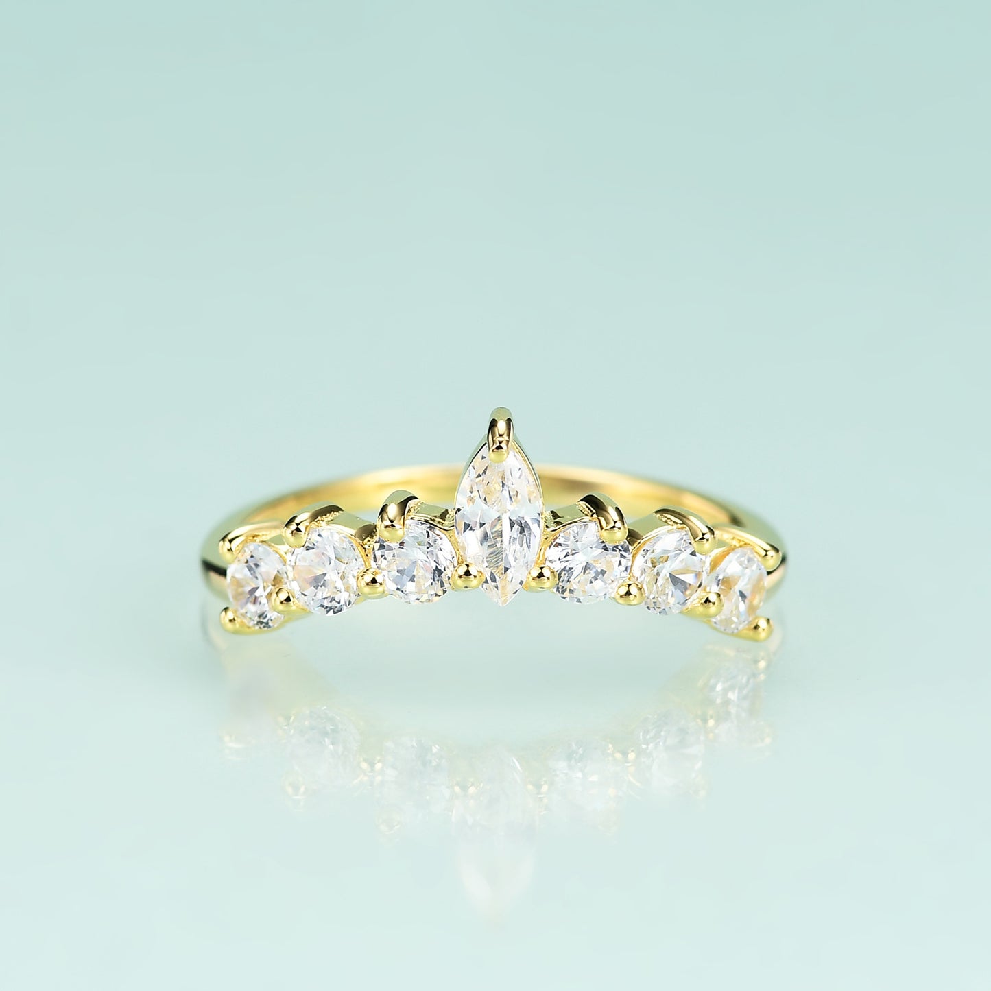 S925Sterling Silver Inlaid Gemstone5A Zircon Ring Fashionable, Simple, and Luxurious V Character Ring Plating14k Gold ring