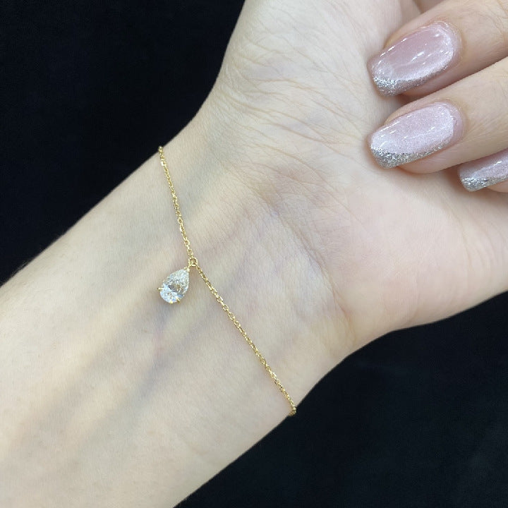 Niche Luxury Bracelet18k Gold Inlaid0.3Carat Cultivated Diamond Bracelet Water Drop Pear Shape Diamond Gold Bracelet In Stock