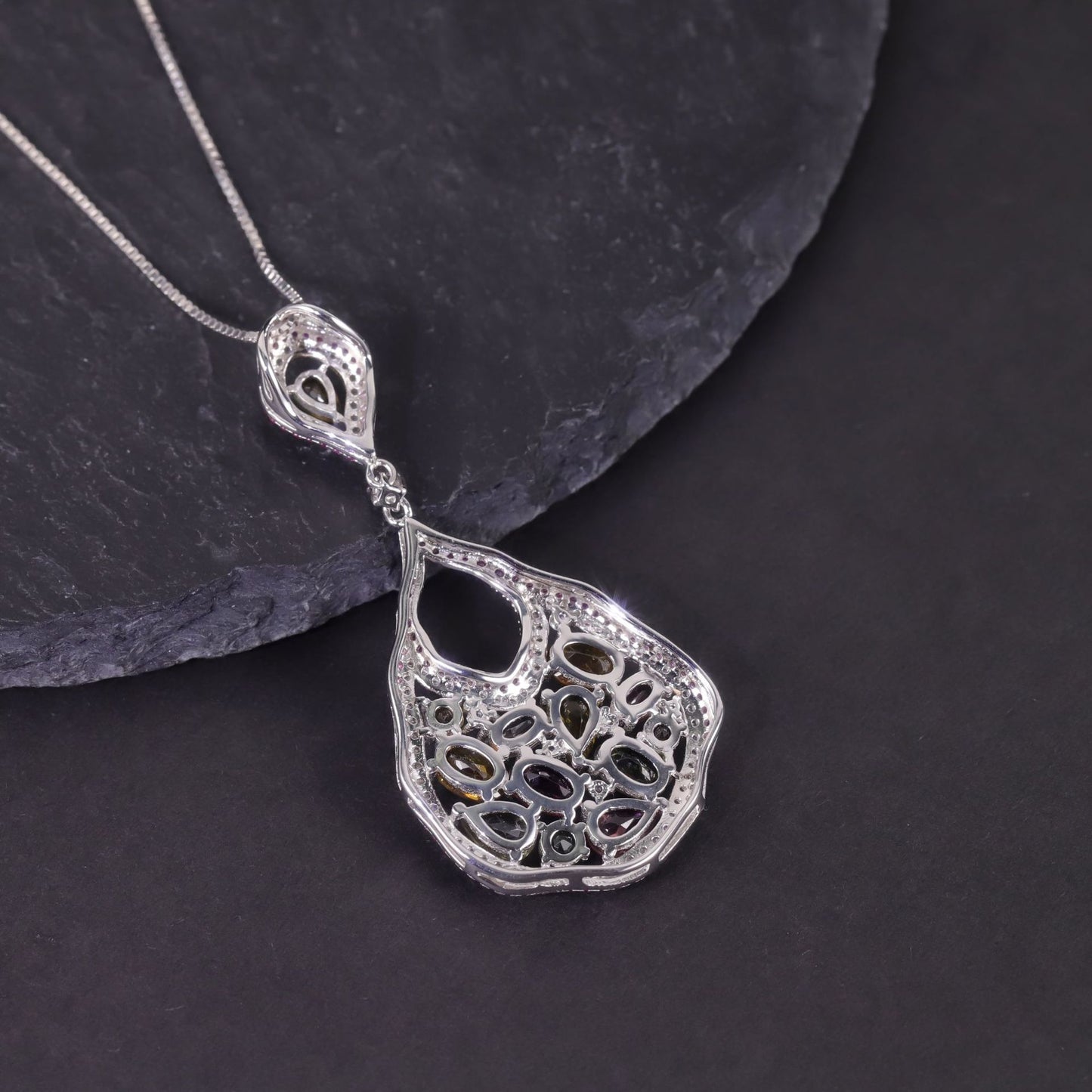 Natural Tourmaline Jewelry Set s925Sterling Silver Inlaid Gemstone Earrings Pendant Hot Sale New Product