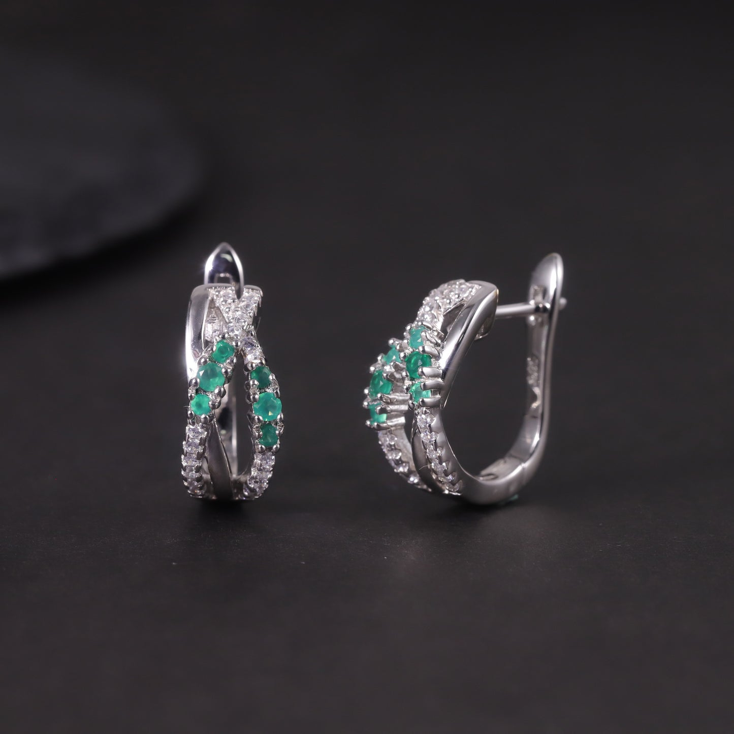 Niche Design Natural Translucent Diopside Earrings s925Sterling Silver Cluster Green Chalcedony Garnet Colorful Gemstone Earrings