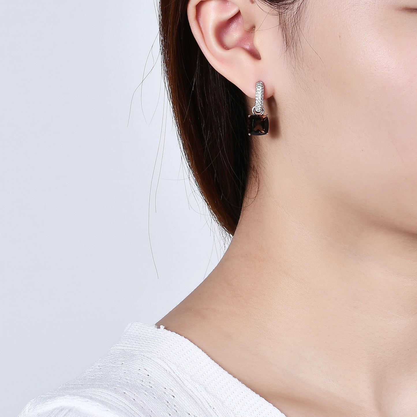 New Luxury Style Fashion Design Natural Citrine Earrings s925Silver Inlaid Colorful Gemstone Stud Earrings