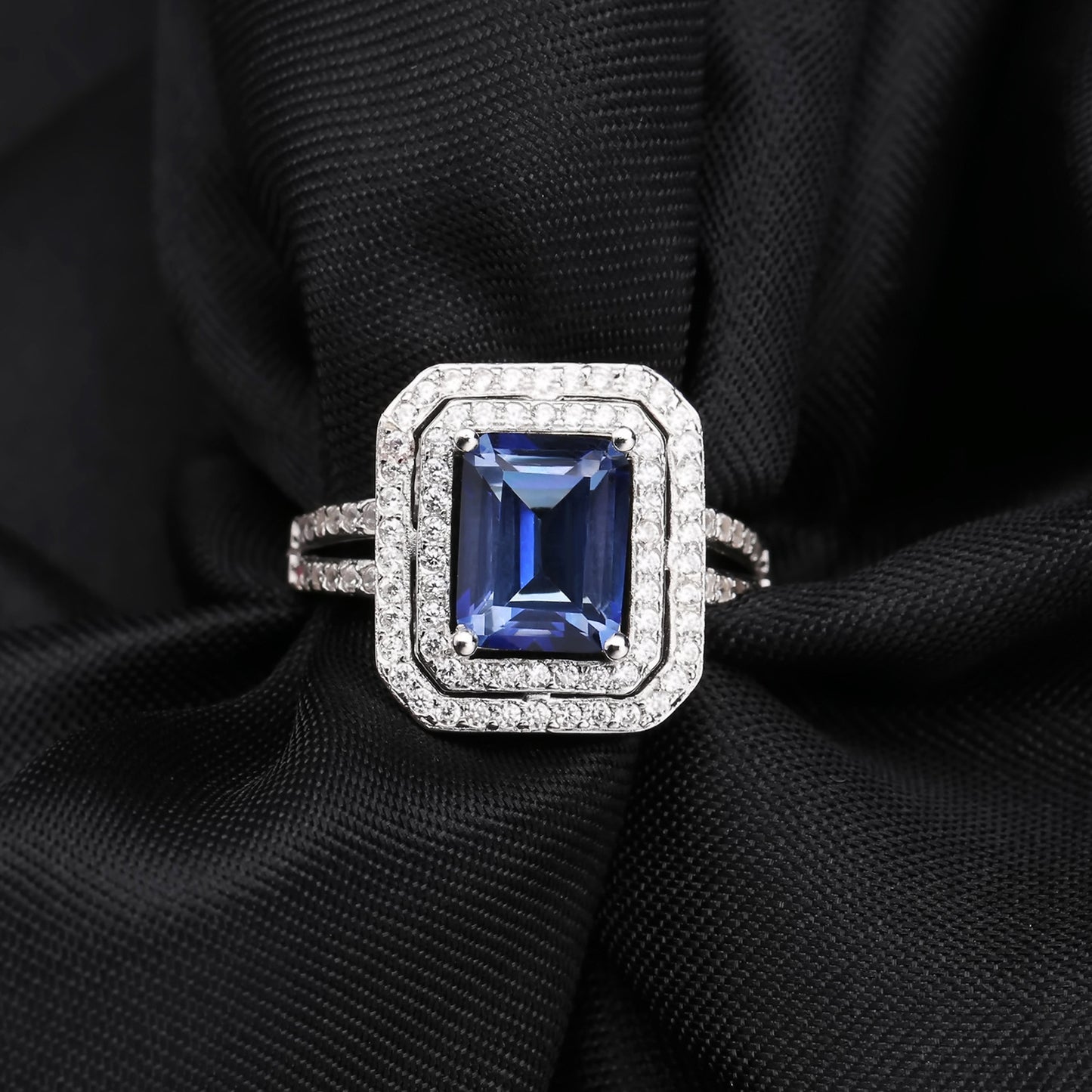 Fashionable Luxurious Natural Topaz Ring for Women High-Grade Temperament925Sterling Silver Inlaid Natural Gemstone Ring