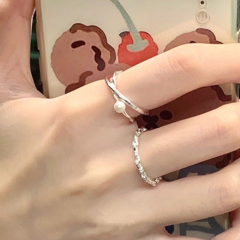 s925Silver Pearl Ring for Women, Niche Design, Simple Band Ring