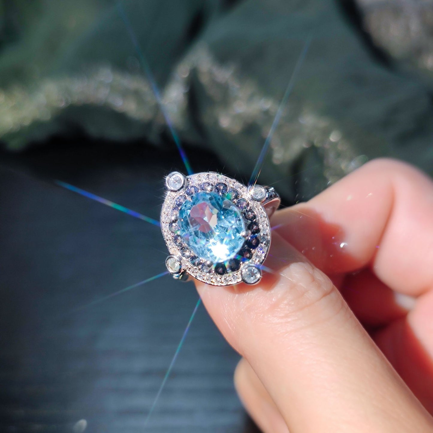 Unique Designer Rings s925Sterling Silver Inlaid Gemstone Ring Natural Topaz Multicolored Gemstone Ring New Model
