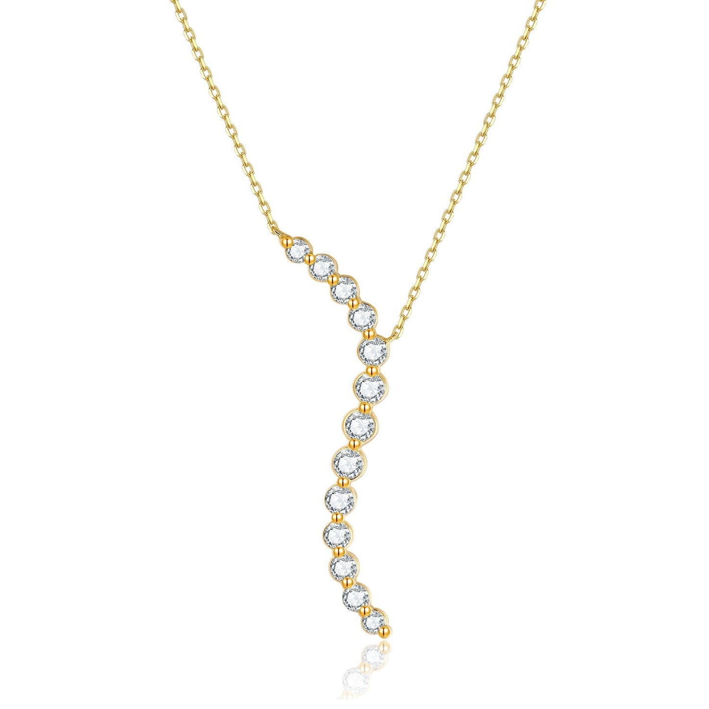Minimalist style S Shape18k Gold Necklace with Cultivated Diamond Lines k Gold Platinum Gold Genuine Diamond Clavicle Chain for Women