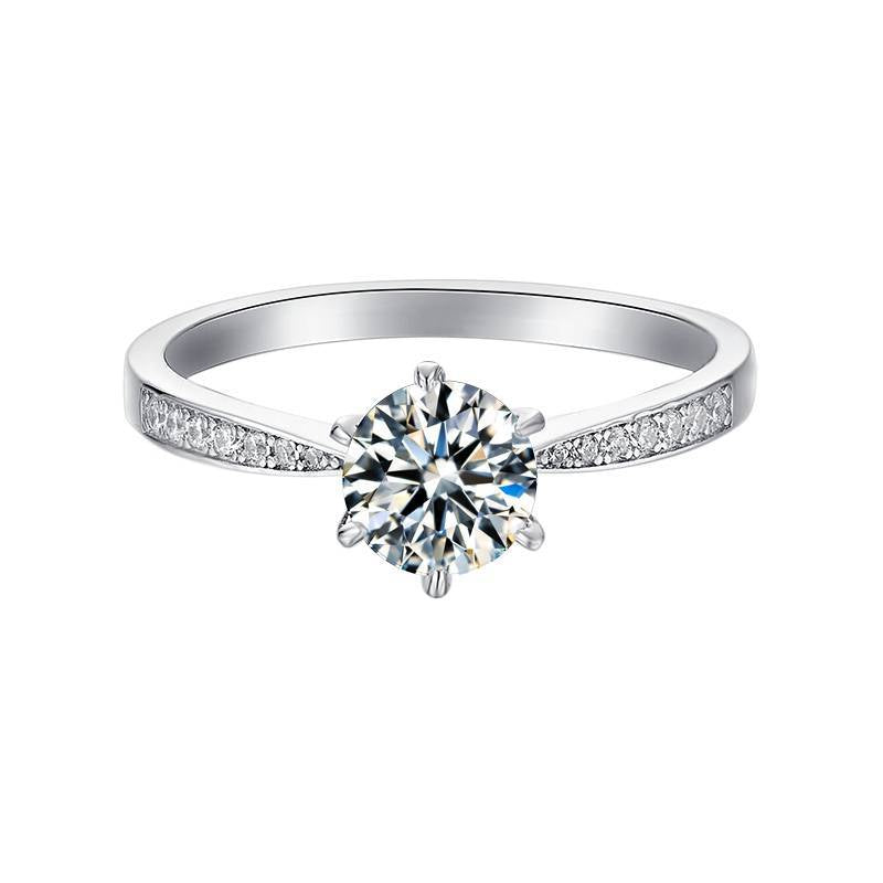 D Color1Carat Moissanite Six-Prong Wedding Ring High-End Feel Full Body9/10/14/18k Gold Rose Gold Yellow Gold Ring