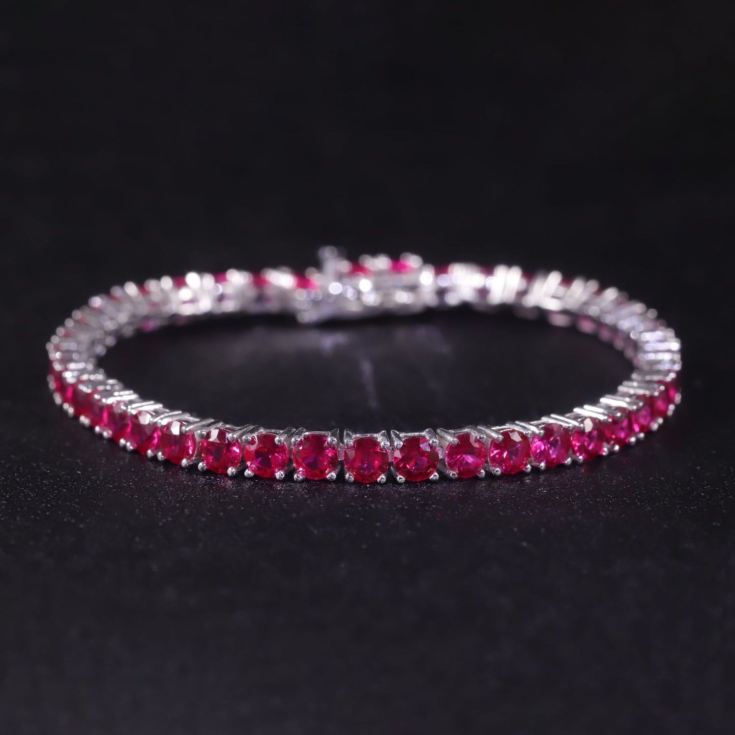 Rainbow Color Mixed Gemstone Bracelet3/4/5mm Tennis Chain s925Sterling Silver Cultivated Ruby Bracelet