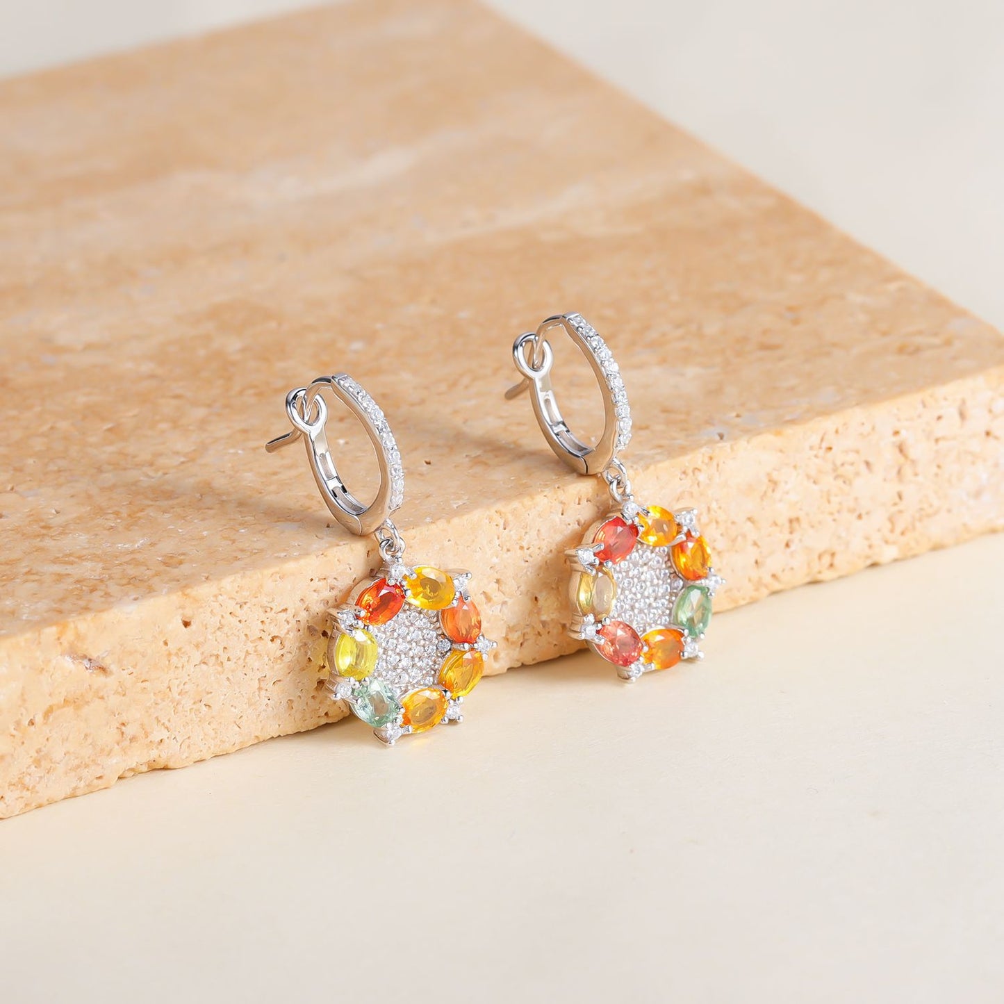 ins Colorful Candy Colors925Sterling Silver Ring Necklace Earrings Natural Blue Sapphire Jewelry Set Wholesale