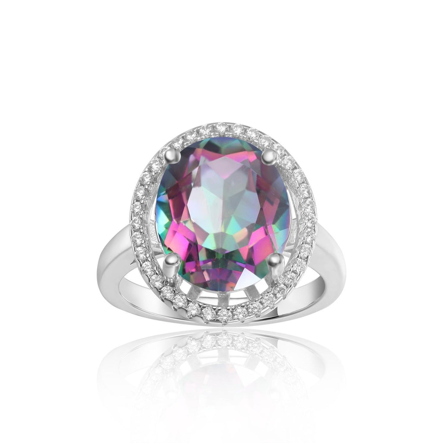 Luxurious Large Size Gemstone Dinner Ring Vintage Fashionable Elegance925Silver Inlaid Colorful Crystal Ring