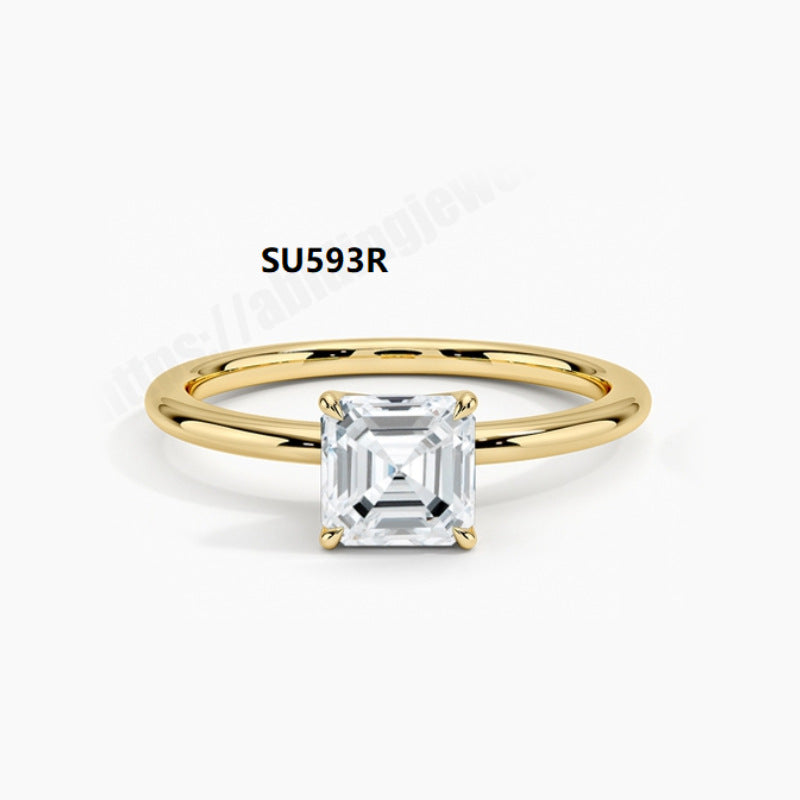 Light Luxury Ring s925Sterling Silver Inlaid with Moissanite D Color1Carat Wedding Ring High-Grade Single Rhinestone Ring