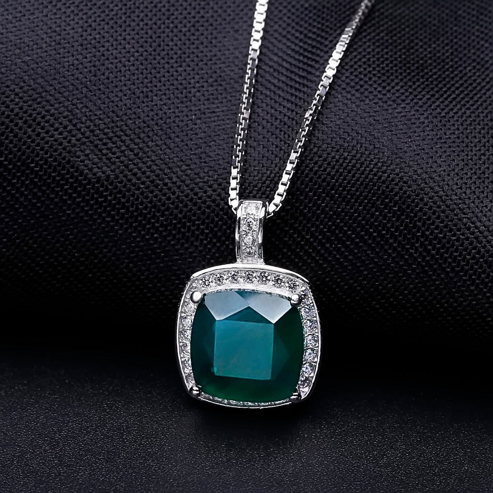 in Stock Supply Affordable Luxury Fashion Green Agate Pendant High Sense925Sterling Silver Inlaid Natural Gemstone Necklace Pendant