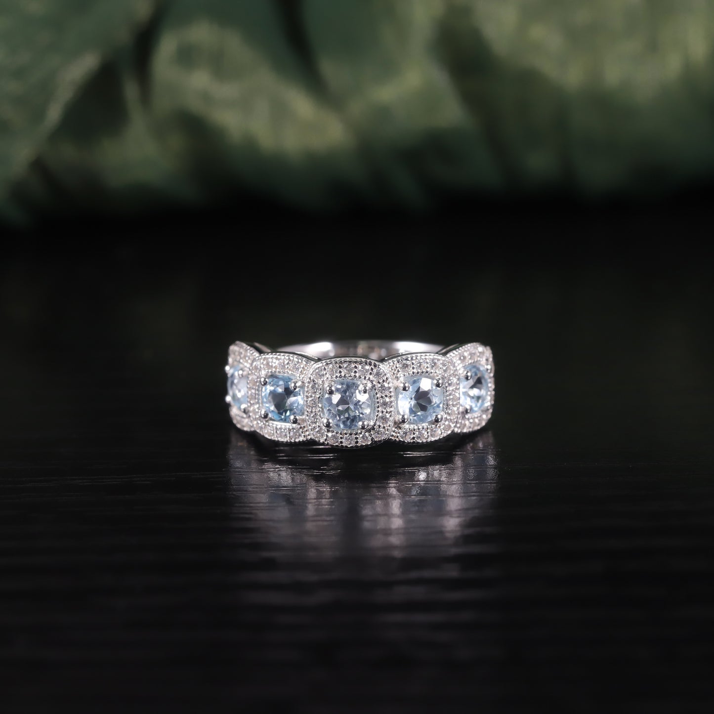 Wind Ring s925Sterling Silver Gemstone Ring Natural Sky Blue Topaz Ring Wholesale