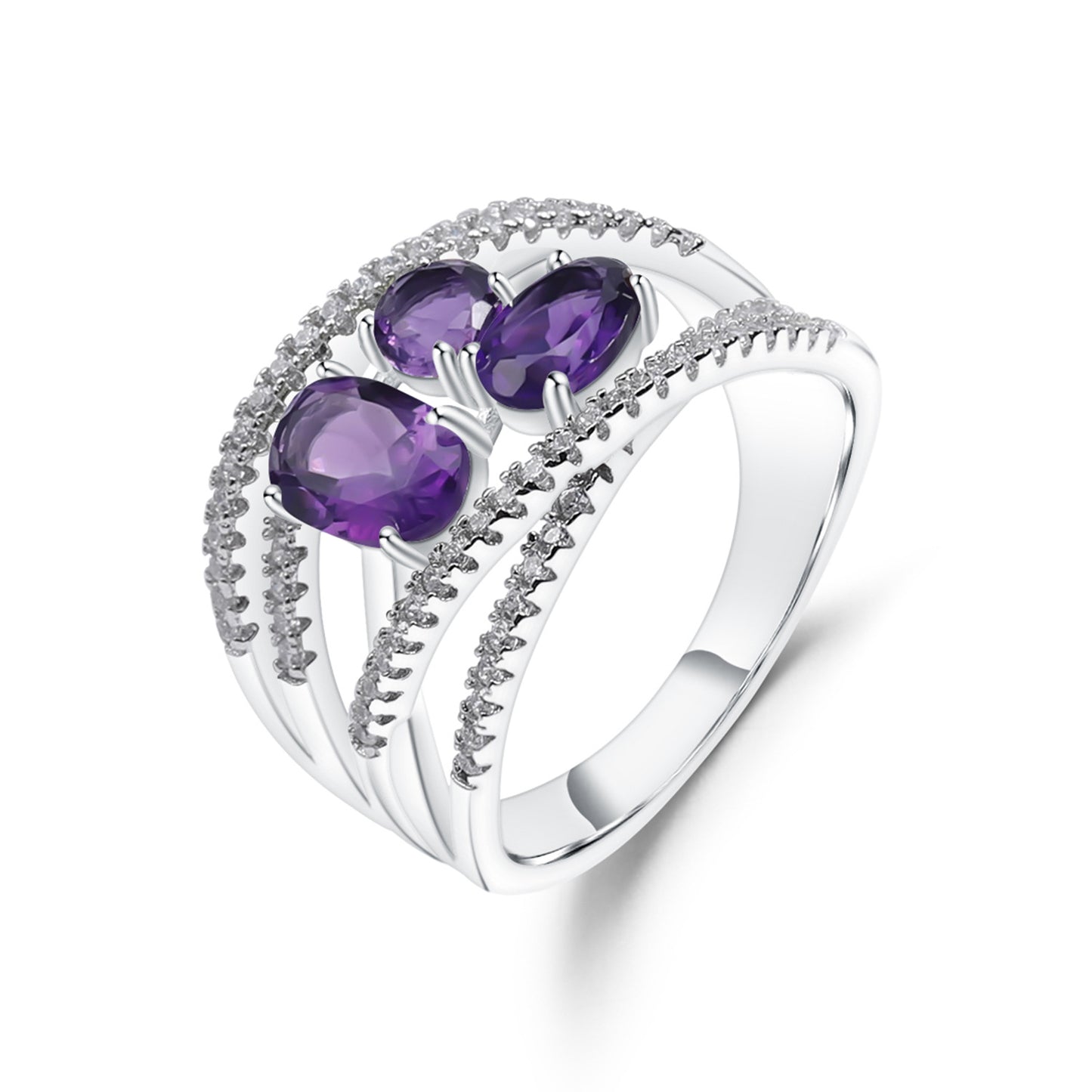 Luxurious and High-end Natural Garnet Ring with a Sense of Design Prosperous Series925Silver Inlaid Natural Gemstone Ring
