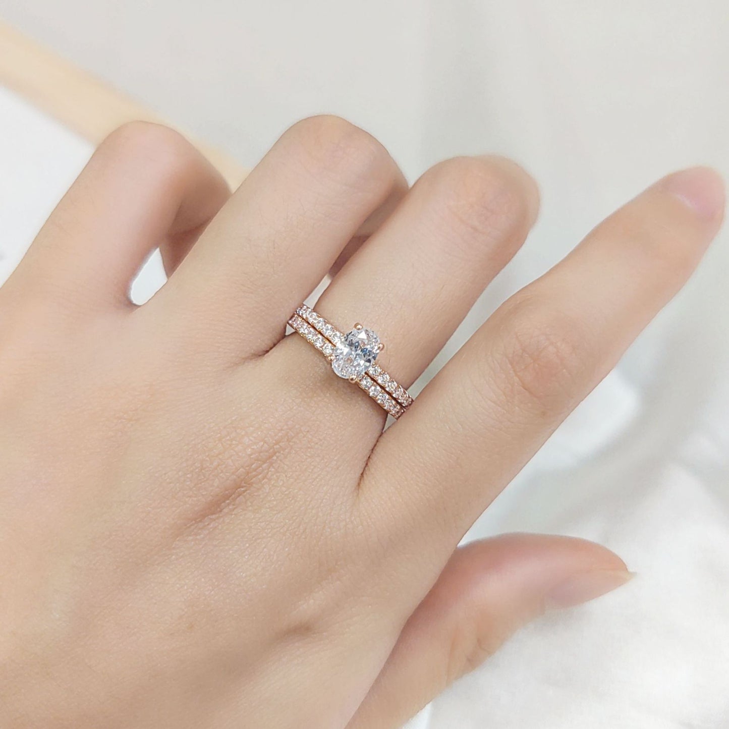 All-Matching V Shaped Wedding Rings Couple Rings S925Sterling Silver Plated18k Gold Inlaid Gemstone Layered Ring Set